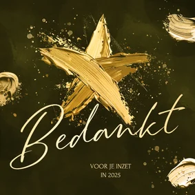 Zakelijke kerstkaart bedankt met geschilderde ster