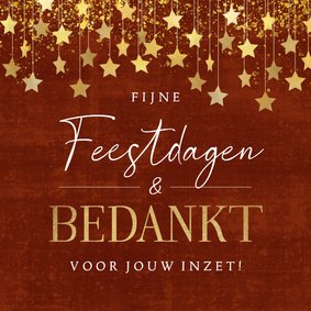 Zakelijke kerstkaart bedankt sterren goud rood spetters