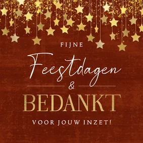Zakelijke kerstkaart bedankt sterren goud rood spetters