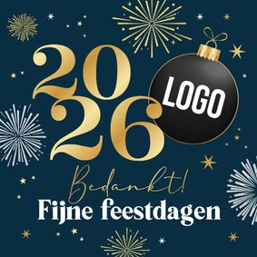 Zakelijke kerstkaart bedankt vuurwerk kerstbal sterren feest