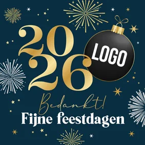 Zakelijke kerstkaart bedankt vuurwerk kerstbal sterren feest