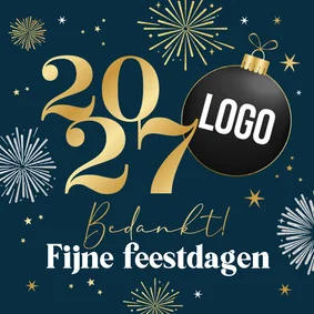 Zakelijke kerstkaart bedankt vuurwerk kerstbal sterren feest