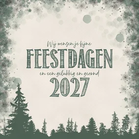 Zakelijke kerstkaart bomenrij fijne feestdagen gezond 2027