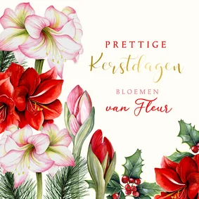 Zakelijke kerstkaart botanische amaryllis bloemen