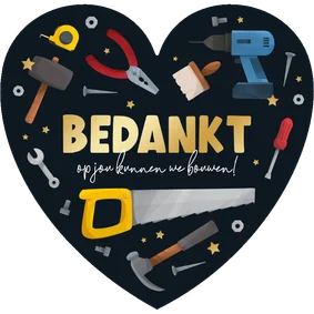 Zakelijke kerstkaart bouw bedankt gereedschap hart sterren