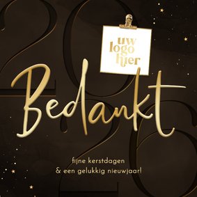 Zakelijke kerstkaart bruin met 2026 bedankt logo