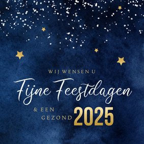 Zakelijke kerstkaart chic blauw sterren goud