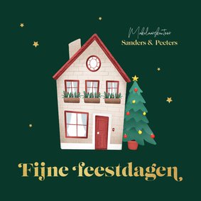 Zakelijke kerstkaart fijne feestdagen huis makelaar sterren