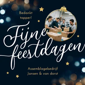 Zakelijke kerstkaart fijne feestdagen kerstbal sterren bokeh