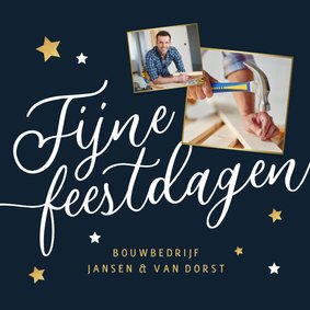 Zakelijke kerstkaart fijne feestdagen sterren goud foto