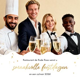Zakelijke kerstkaart foto horeca smaakvolle feestdagen goud