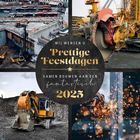 Zakelijke kerstkaart fotocollage fijne feestdagen bouw 2025