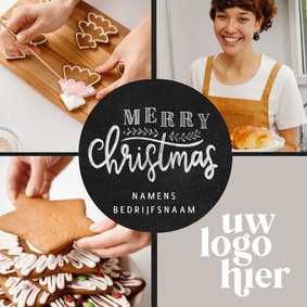 Zakelijke kerstkaart fotocollage krijtbord typografie