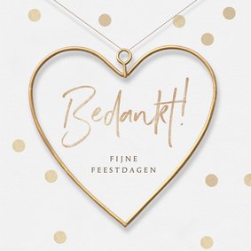 Zakelijke kerstkaart goud hart bedankt fijne feestdagen zorg