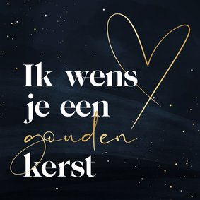 Zakelijke kerstkaart gouden kerst donkerblauw met hart