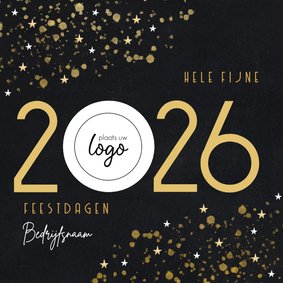 Zakelijke kerstkaart gouden sterren spetters en logo
