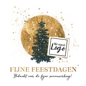 Zakelijke kerstkaart goudlook cirkel kerstboom illustratie