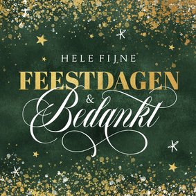 Zakelijke kerstkaart groen goud fijne feestdagen bedankt