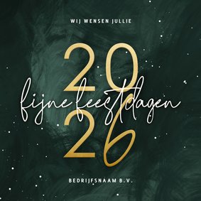 Zakelijke kerstkaart groene waterverf met goudlook 2026