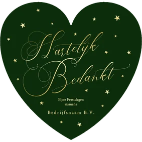 Zakelijke kerstkaart hartelijk bedankt in de vorm van hart