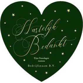 Zakelijke kerstkaart hartelijk bedankt in de vorm van hart