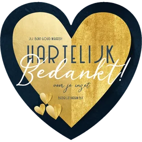 Zakelijke kerstkaart hartvorm bedankt goud