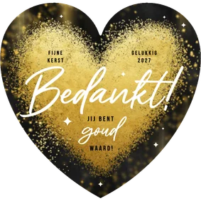 Zakelijke kerstkaart hartvorm bedankt sprankelend goud