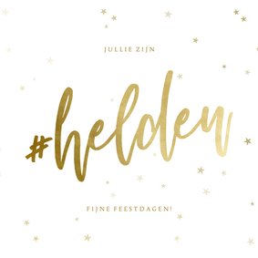 Zakelijke kerstkaart hashtag helden bedankt