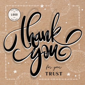 Zakelijke kerstkaart hip kraftlook handlettering thank you