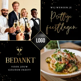 Zakelijke kerstkaart horeca fotocollage logo champagne