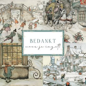 Zakelijke kerstkaart illustraties Anton Pieck met kader