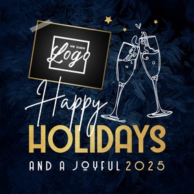 Zakelijke kerstkaart internationaal happy holidays champagne