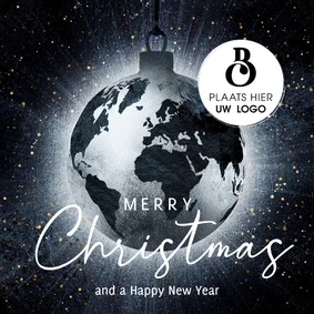 Zakelijke kerstkaart internationale wereldbol kerstbal