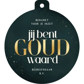 Zakelijke kerstkaart kerstbal je bent goud waard teal goud