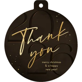 Zakelijke kerstkaart kerstbal stijlvol thank you 2026 bruin 