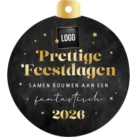 Zakelijke kerstkaart kerstbal vorm sterren fijne feestdagen