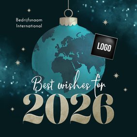 Zakelijke kerstkaart kerstbal wereld 2026 best wishes