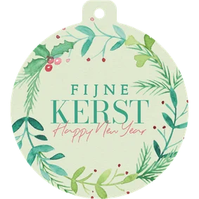 Zakelijke kerstkaart kerstbalvorm kerstkrans waterverf