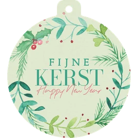 Zakelijke kerstkaart kerstbalvorm kerstkrans waterverf