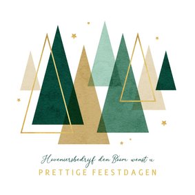 Zakelijke kerstkaart kerstbomen grafisch modern goud sterren