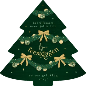 Zakelijke kerstkaart kerstboom strikjes bedankt sterretjes