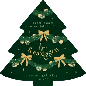 Zakelijke kerstkaart kerstboom strikjes bedankt sterretjes