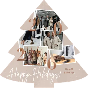 Zakelijke kerstkaart kerstboom vorm fotocollage jaartal