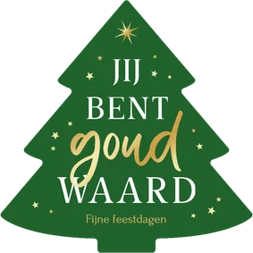 Zakelijke kerstkaart kerstboom vorm goud waard sterren