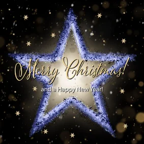 Zakelijke kerstkaart kerstster blauw en goud