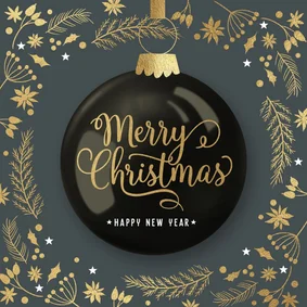Zakelijke kerstkaart klassieke kerstbal ornamenten