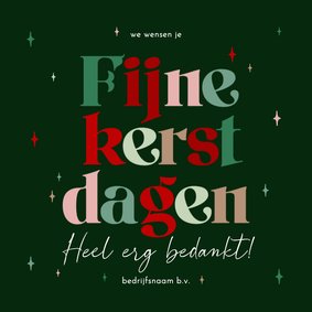 Zakelijke kerstkaart kleurrijke typografie bedankt sterren