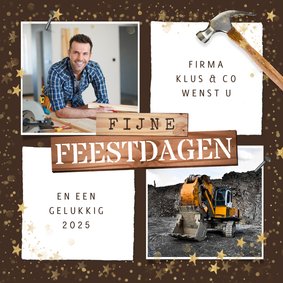 Zakelijke kerstkaart klussenbedrijf bouw foto sterren hout