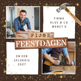 Zakelijke kerstkaart klussenbedrijf bouw foto sterren hout