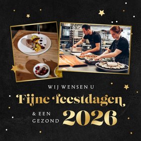 Zakelijke kerstkaart krijt goud sierlijk sterren foto's